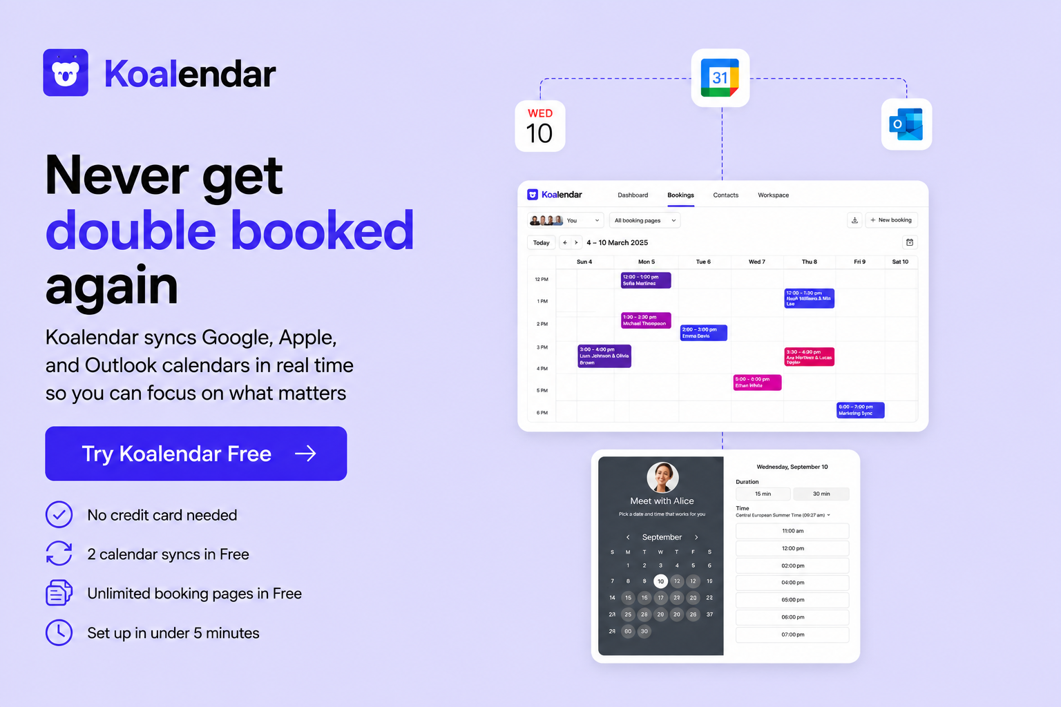 Sync Outlook to Apple Calendar with Koalendar and never get double booked again